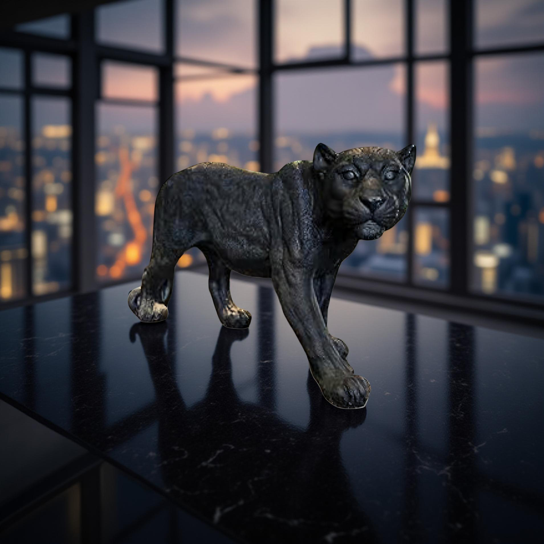 Majestic Black Panther Sculpture