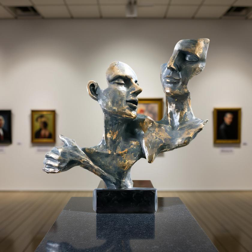 Duality of Thought – Abstract Faces Sculpture