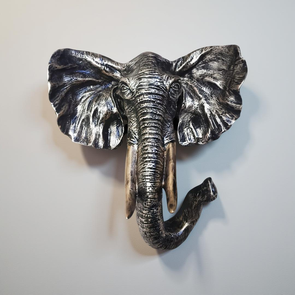 Regal Wisdom – Silver Elephant Wall Sculpture