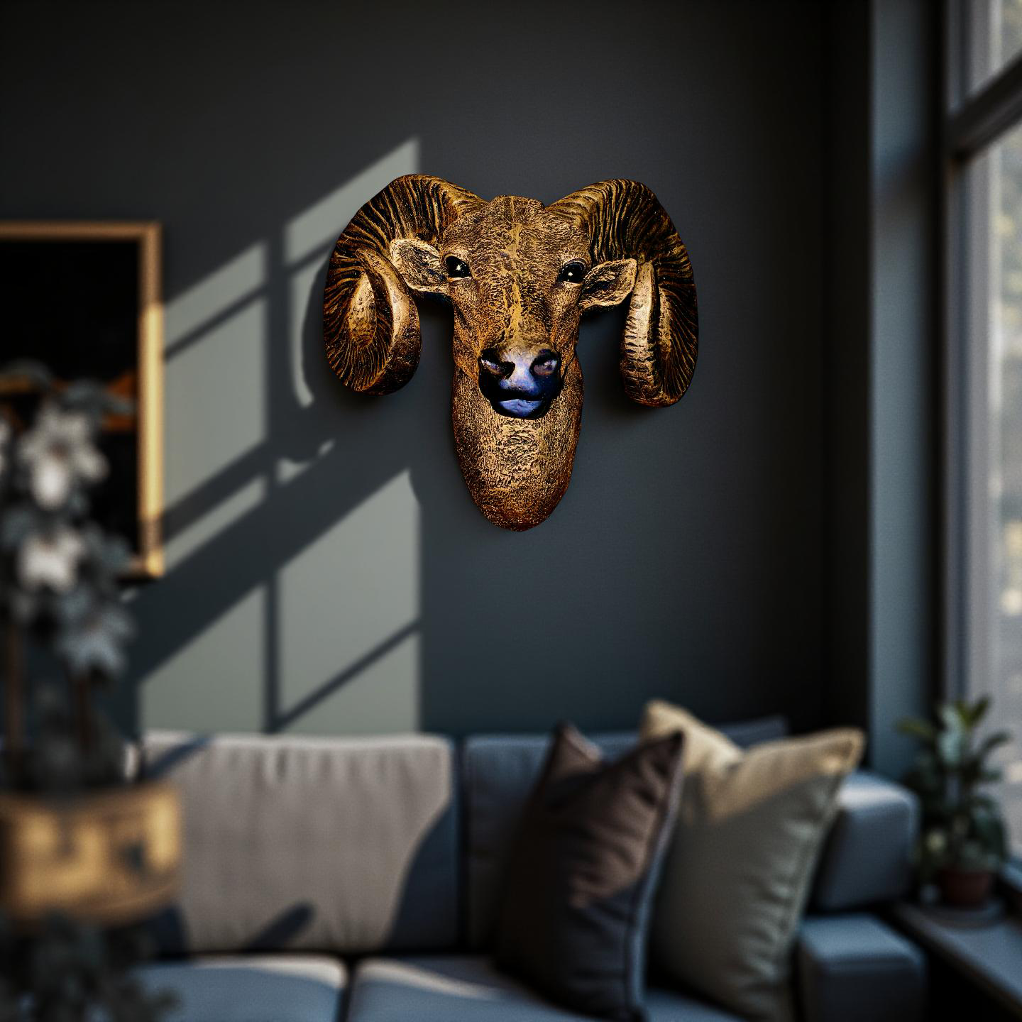 Alpine Guardian – Ram Head Wall Sculpture