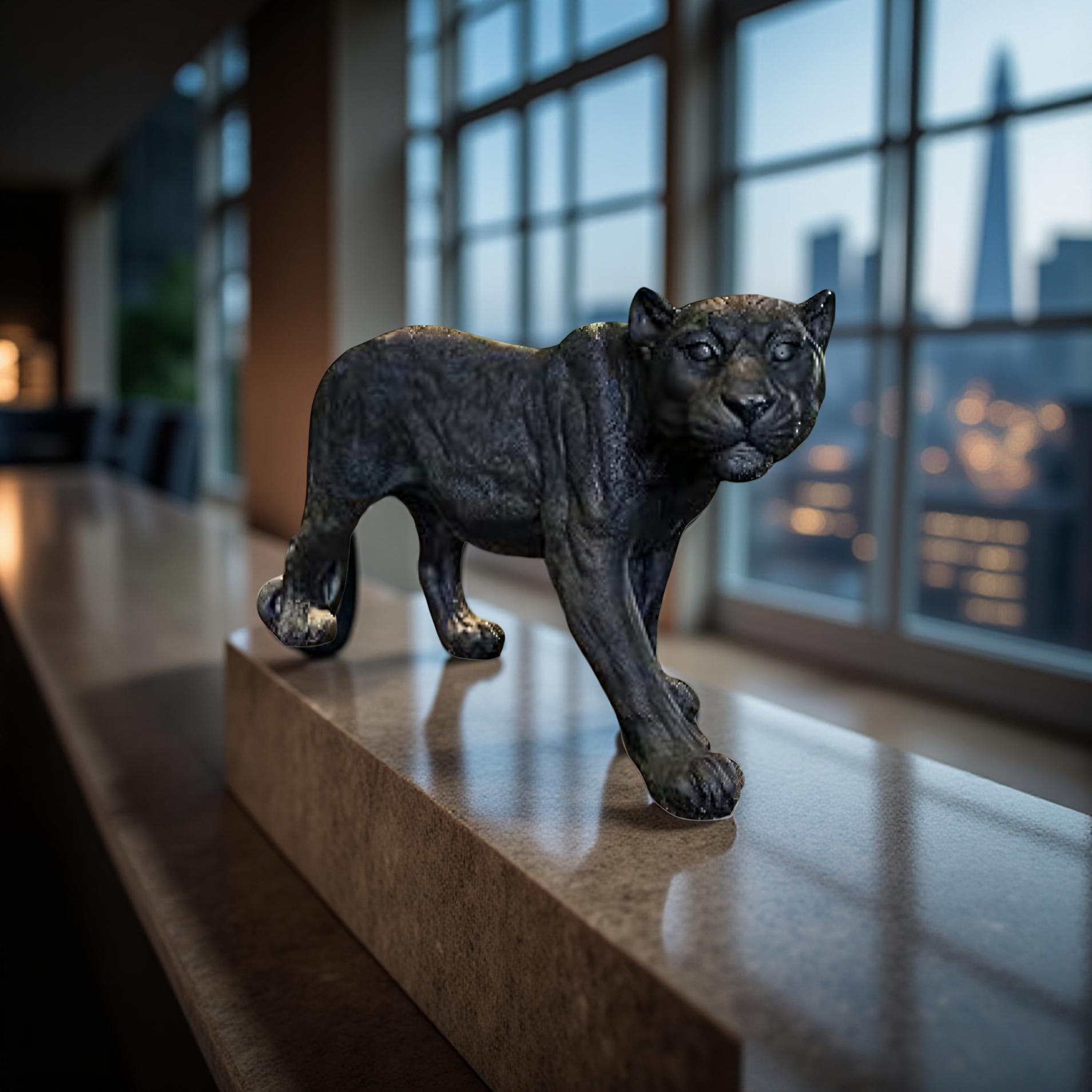 Majestic Black Panther Sculpture