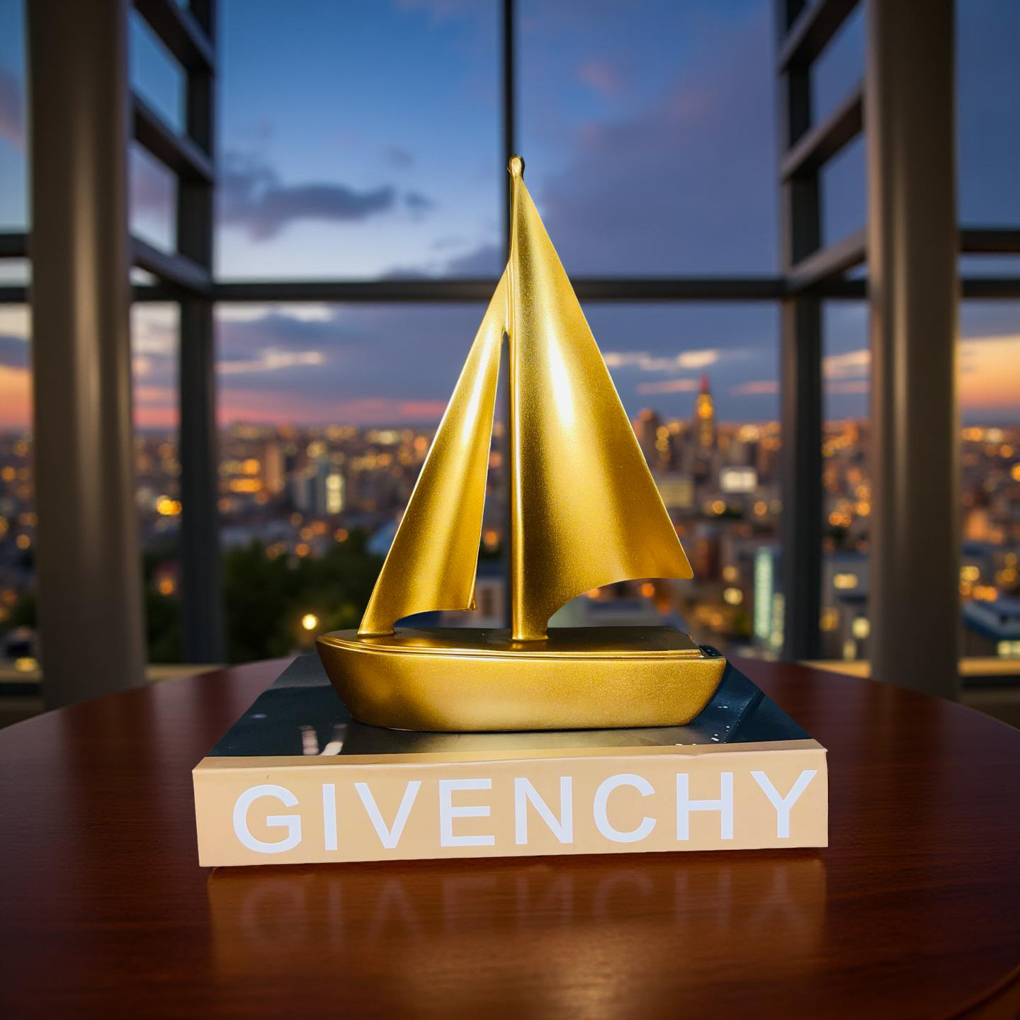 Golden Sailboat Sculpture