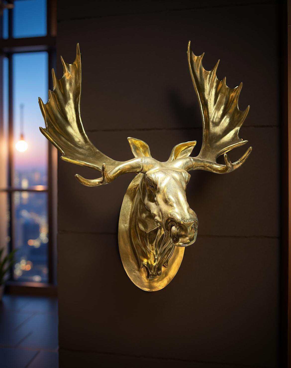 Golden Moose Wall Sculpture