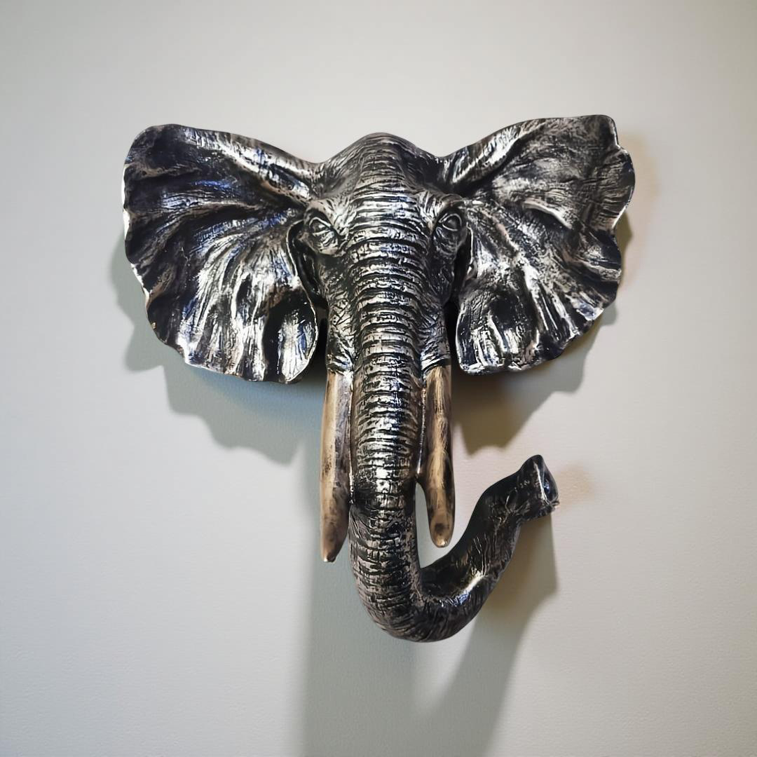 Regal Wisdom – Silver Elephant Wall Sculpture