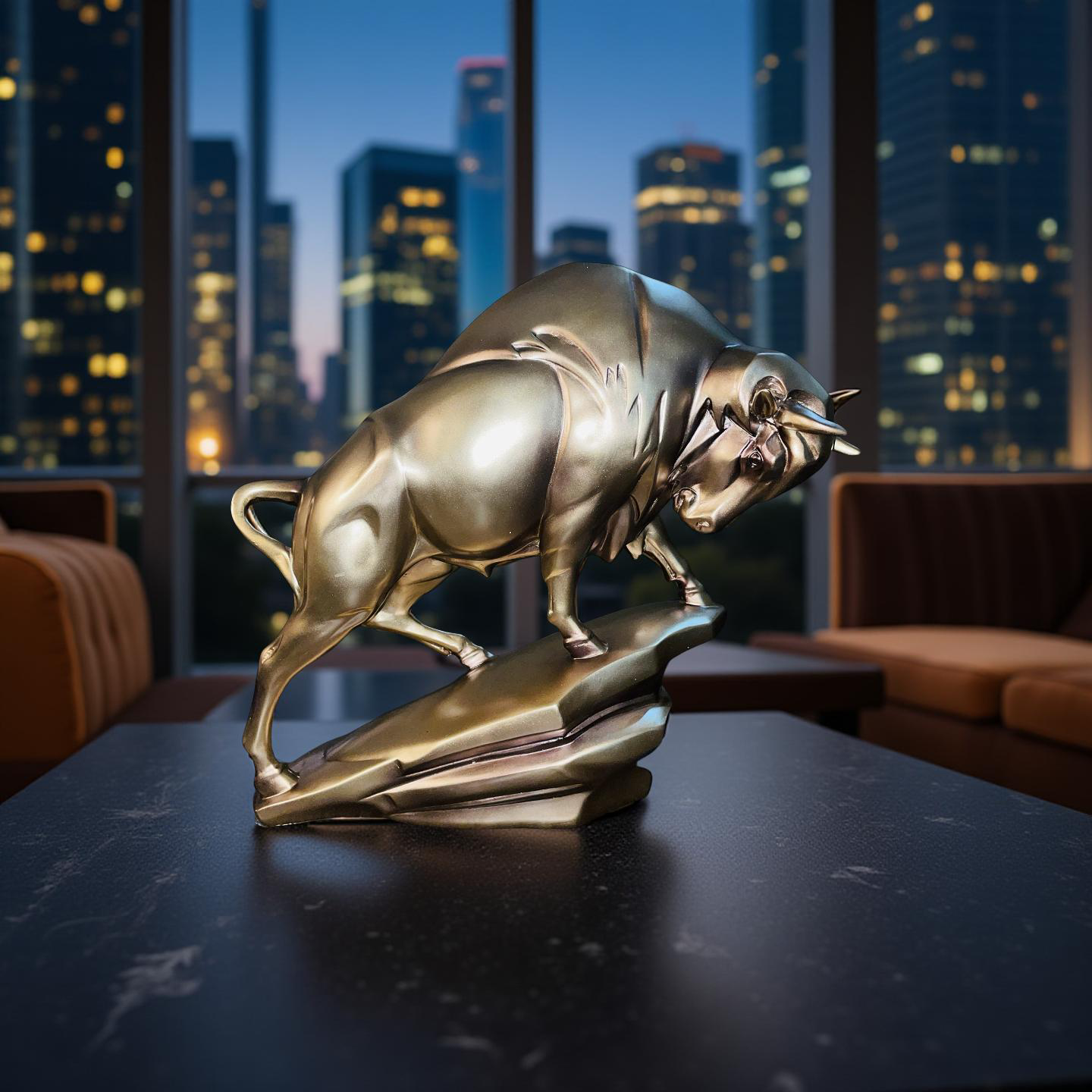 Majestic Silver Bull Sculpture