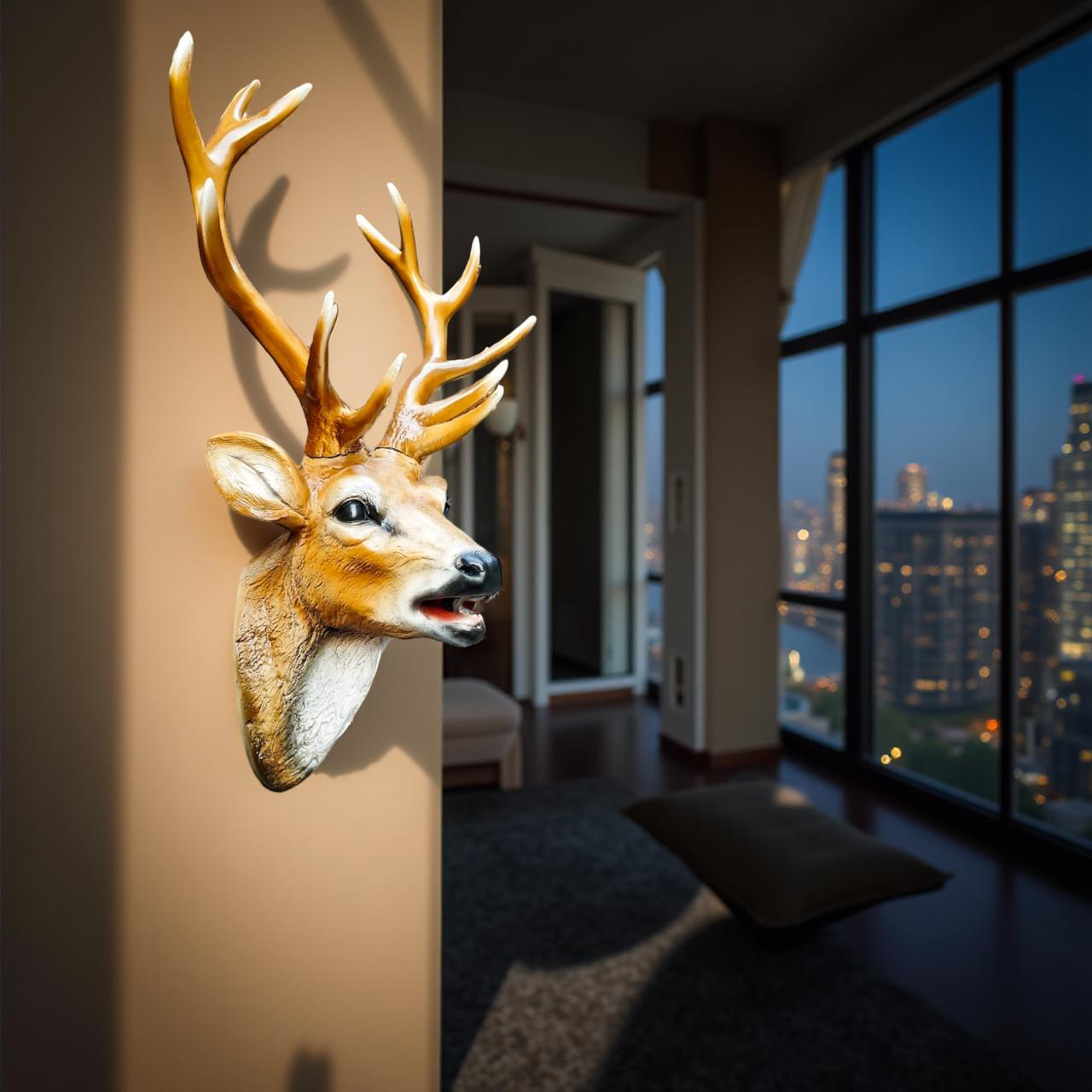 Golden Stag – Wall-Mounted Deer Head Sculpture
