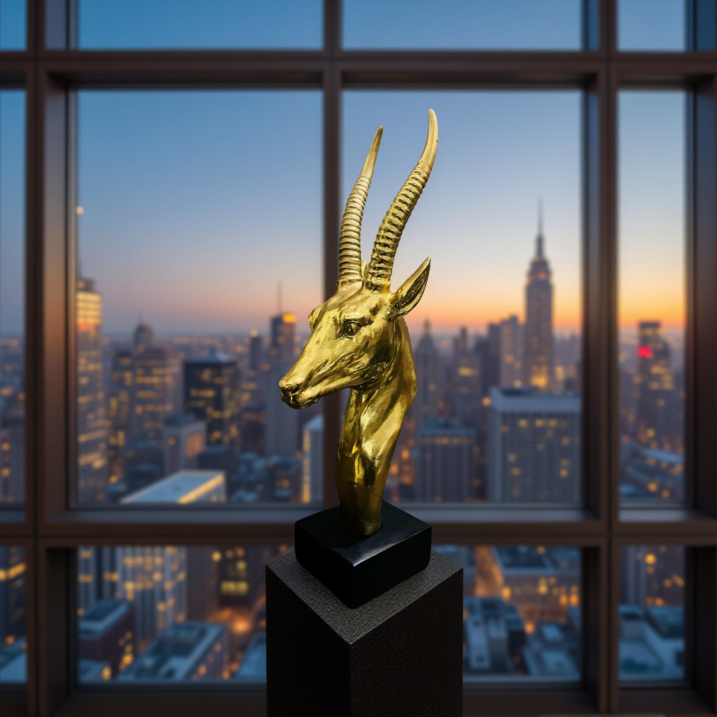 Golden Antelope Head Sculpture
