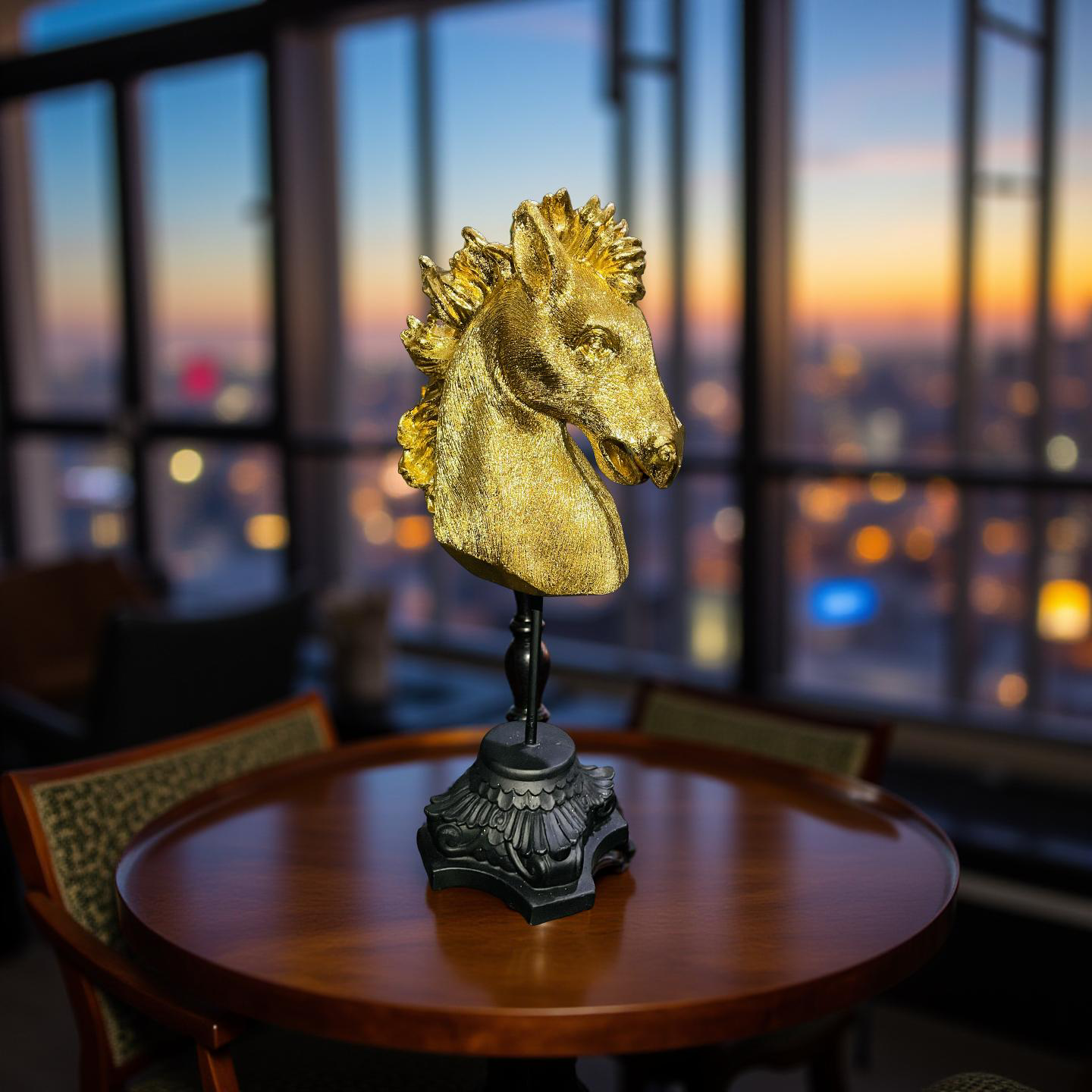 Golden Horse Head Sculpture