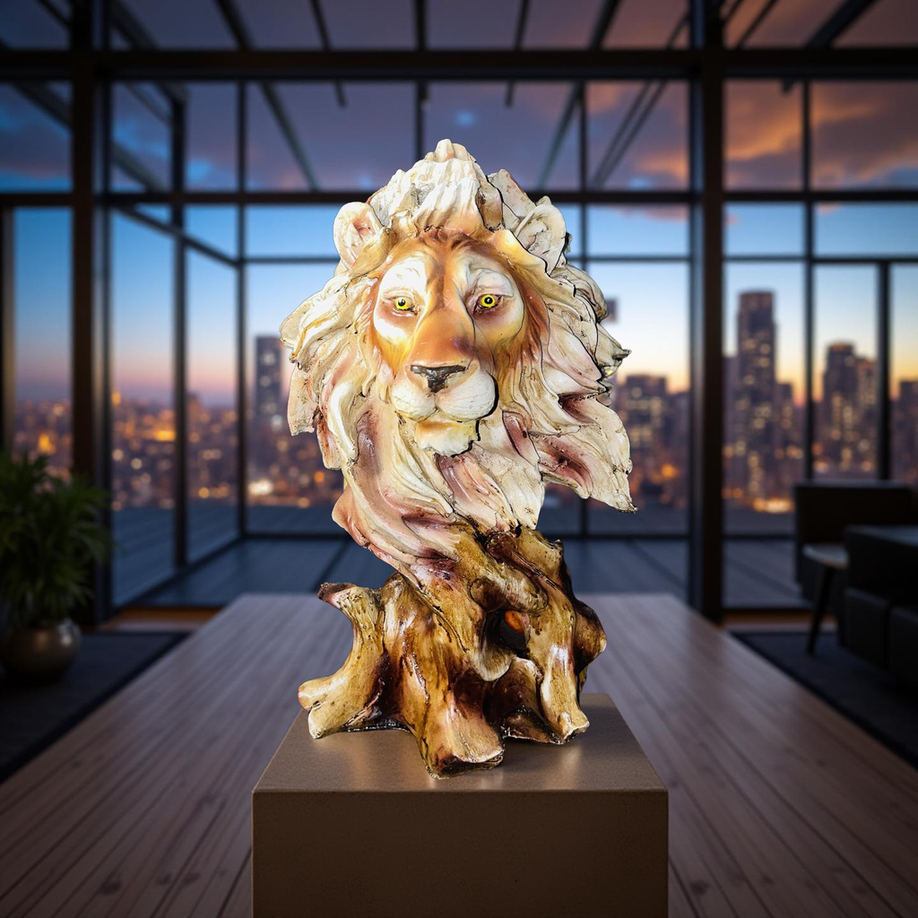 🦁 Regal Lion Head Sculpture