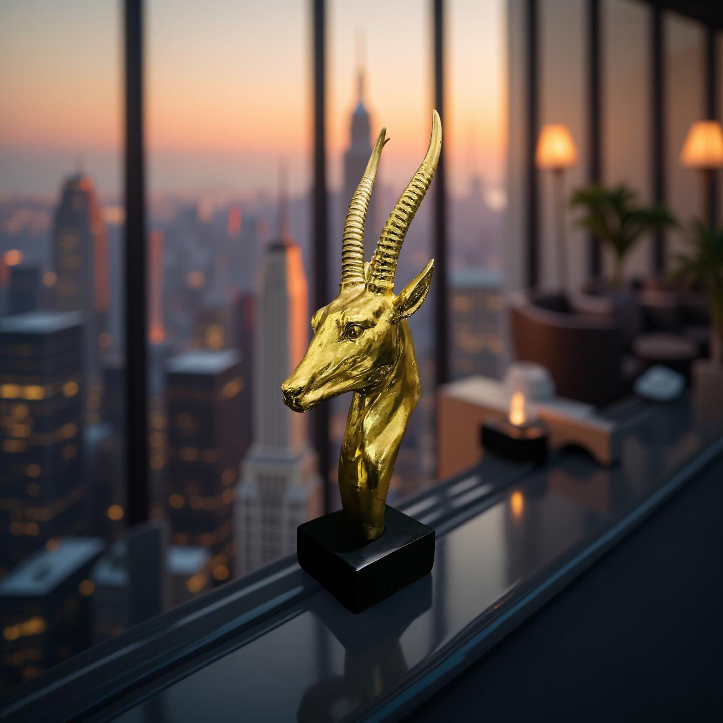 Golden Antelope Head Sculpture