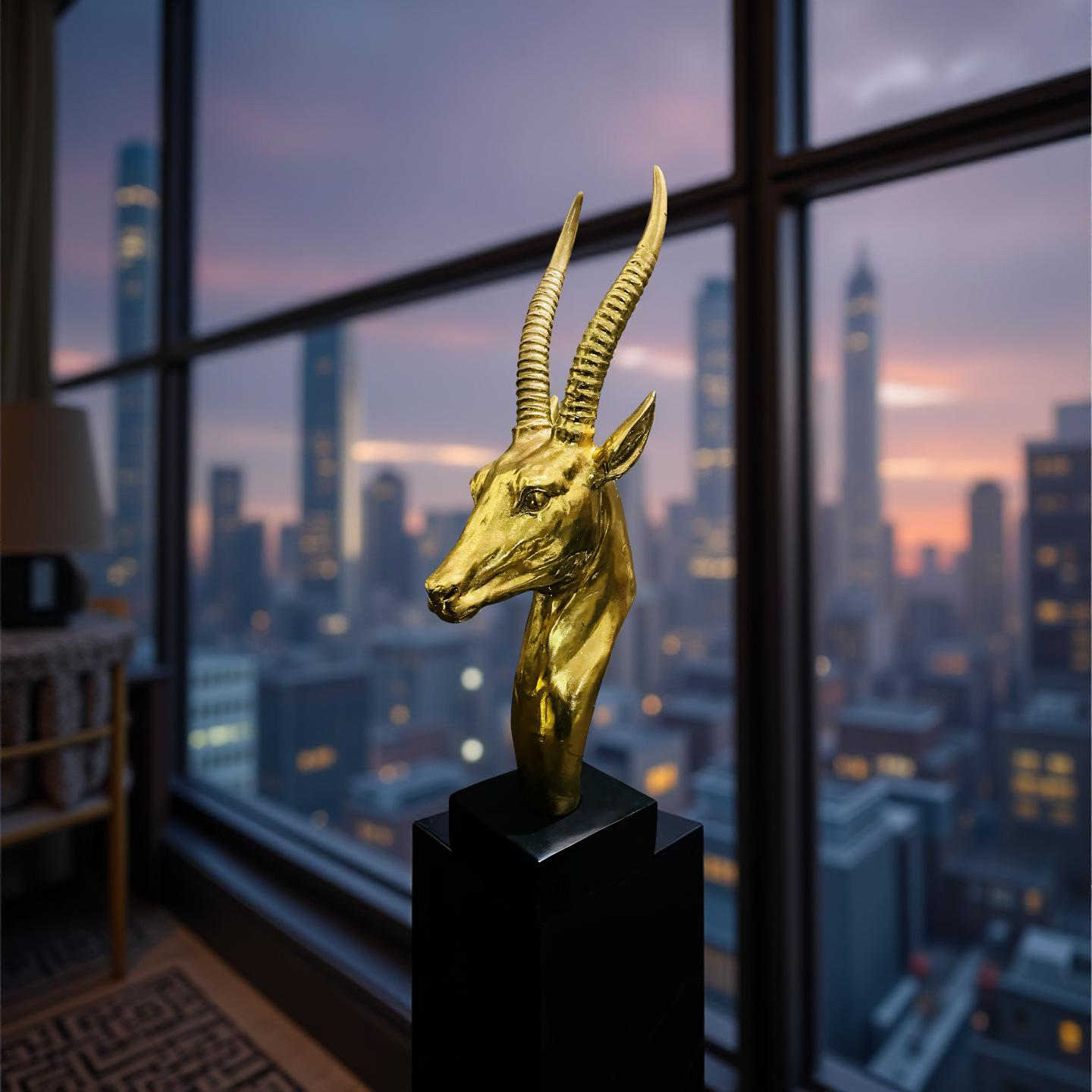 Golden Antelope Head Sculpture