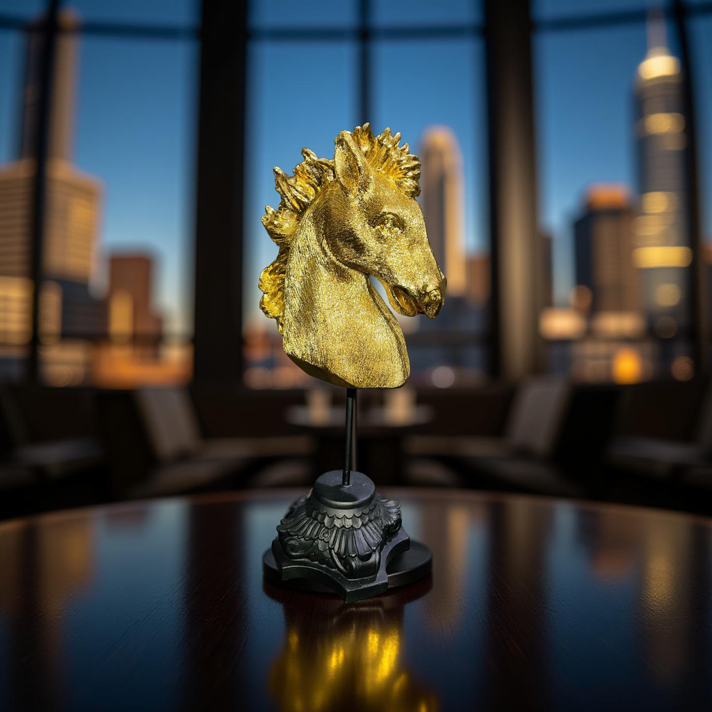 Golden Horse Head Sculpture