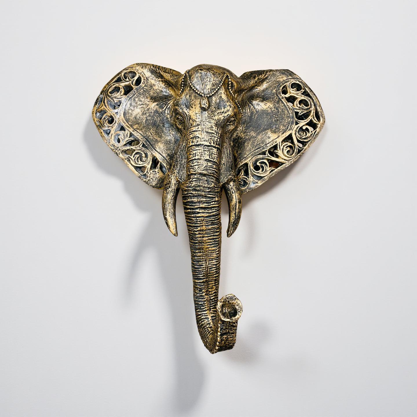 Regal Trunk – Antique Elephant Wall Sculpture