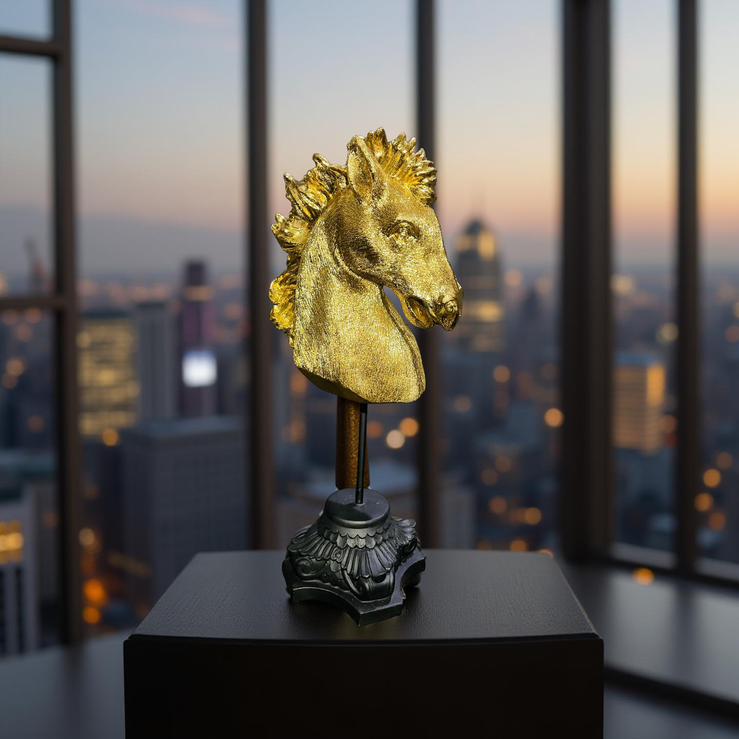 Golden Horse Head Sculpture