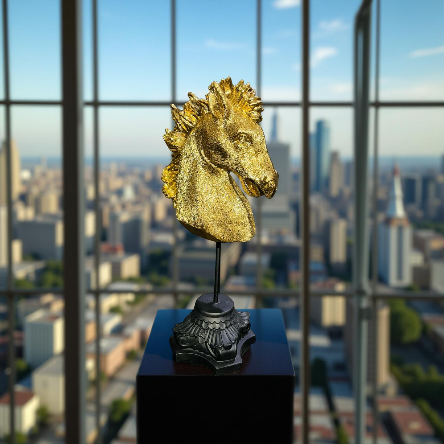Golden Horse Head Sculpture