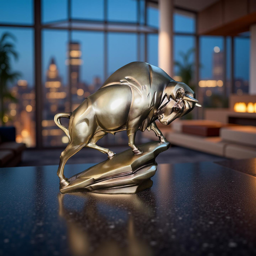Majestic Silver Bull Sculpture