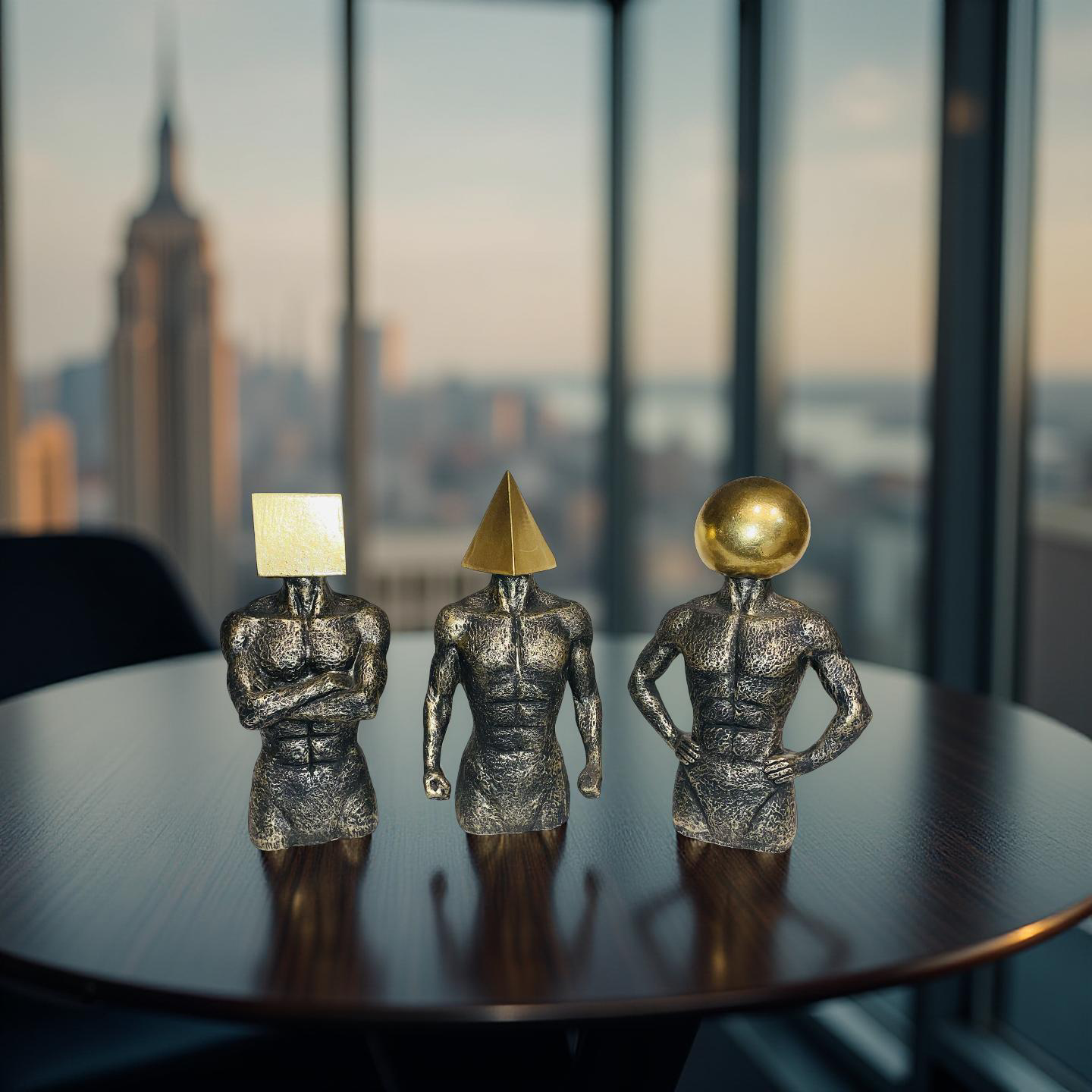 Geometric Thinkers Trio – Resin Figurines