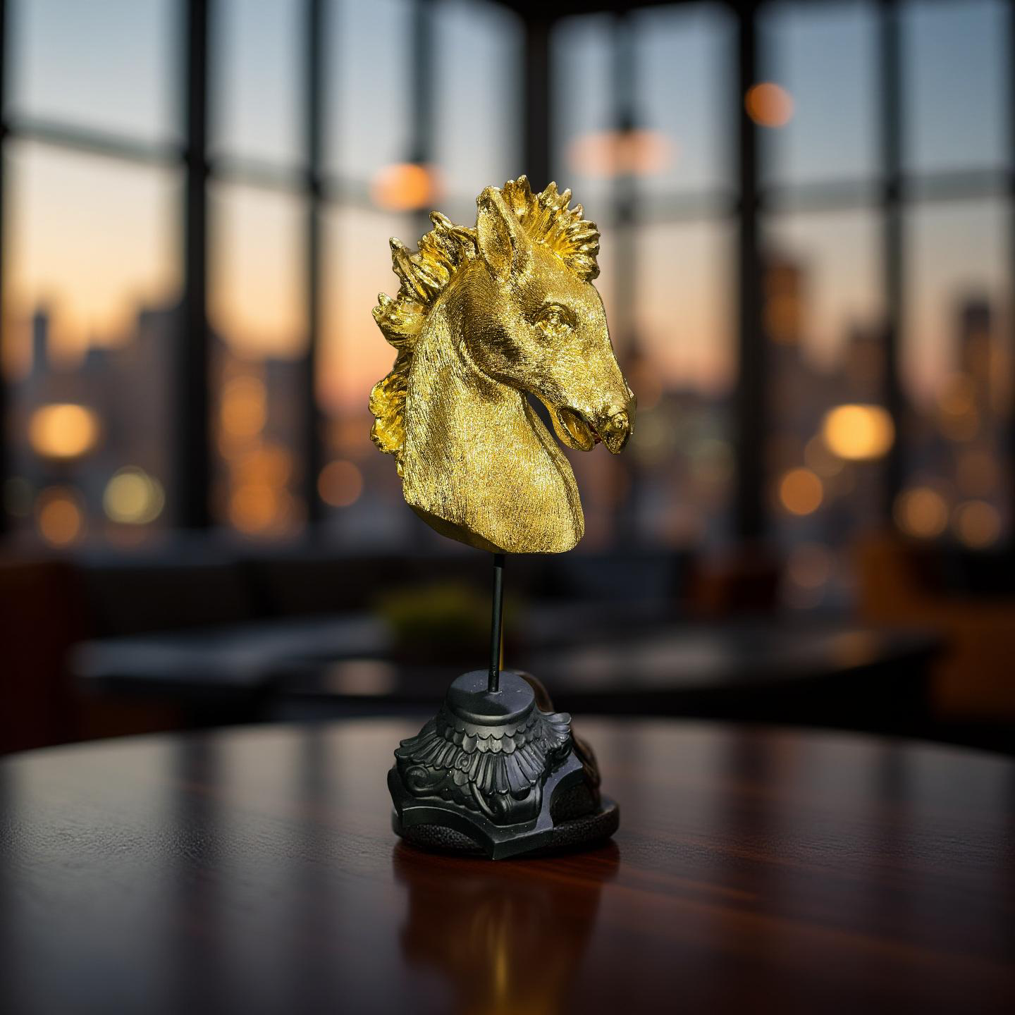 Golden Horse Head Sculpture