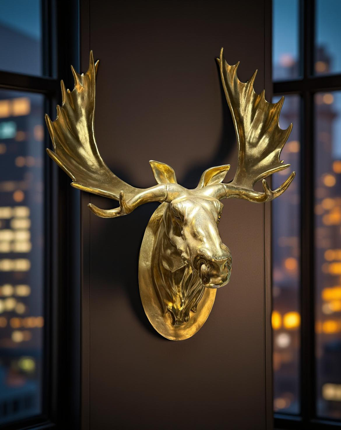 Golden Moose Wall Sculpture