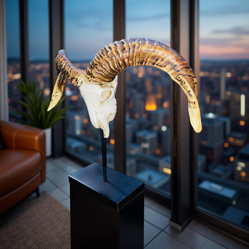Ridgehorn Relic – Ram Skull Sculpture
