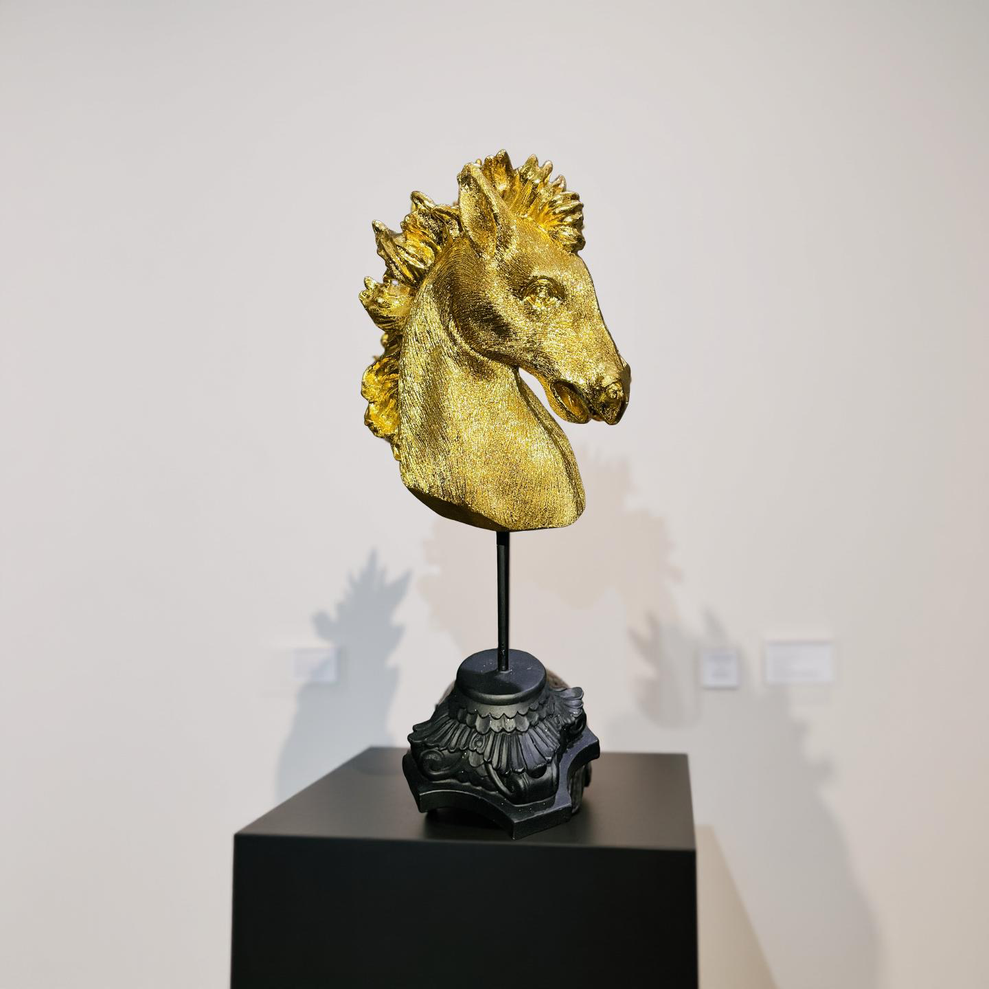 Golden Horse Head Sculpture