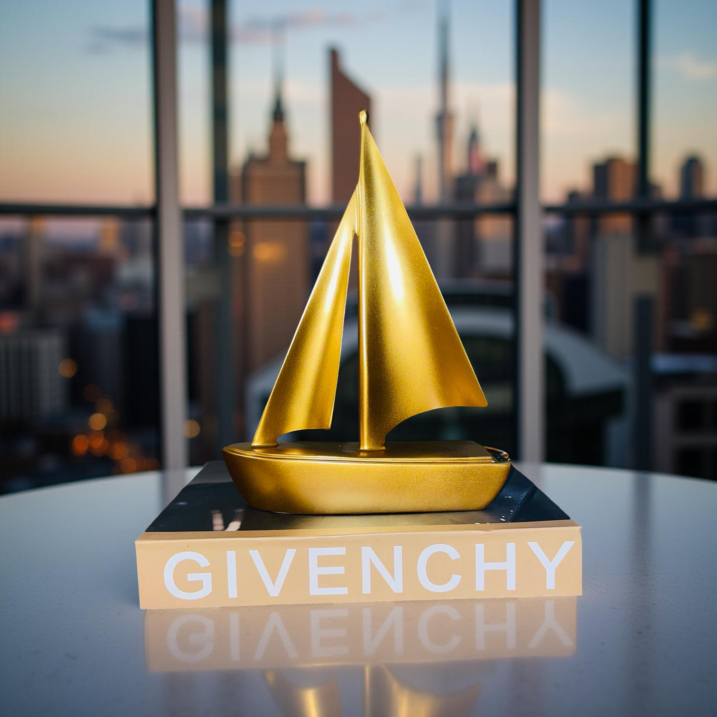 Golden Sailboat Sculpture