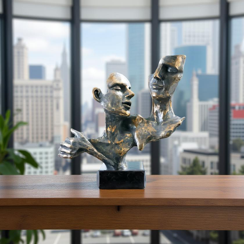 Duality of Thought – Abstract Faces Sculpture