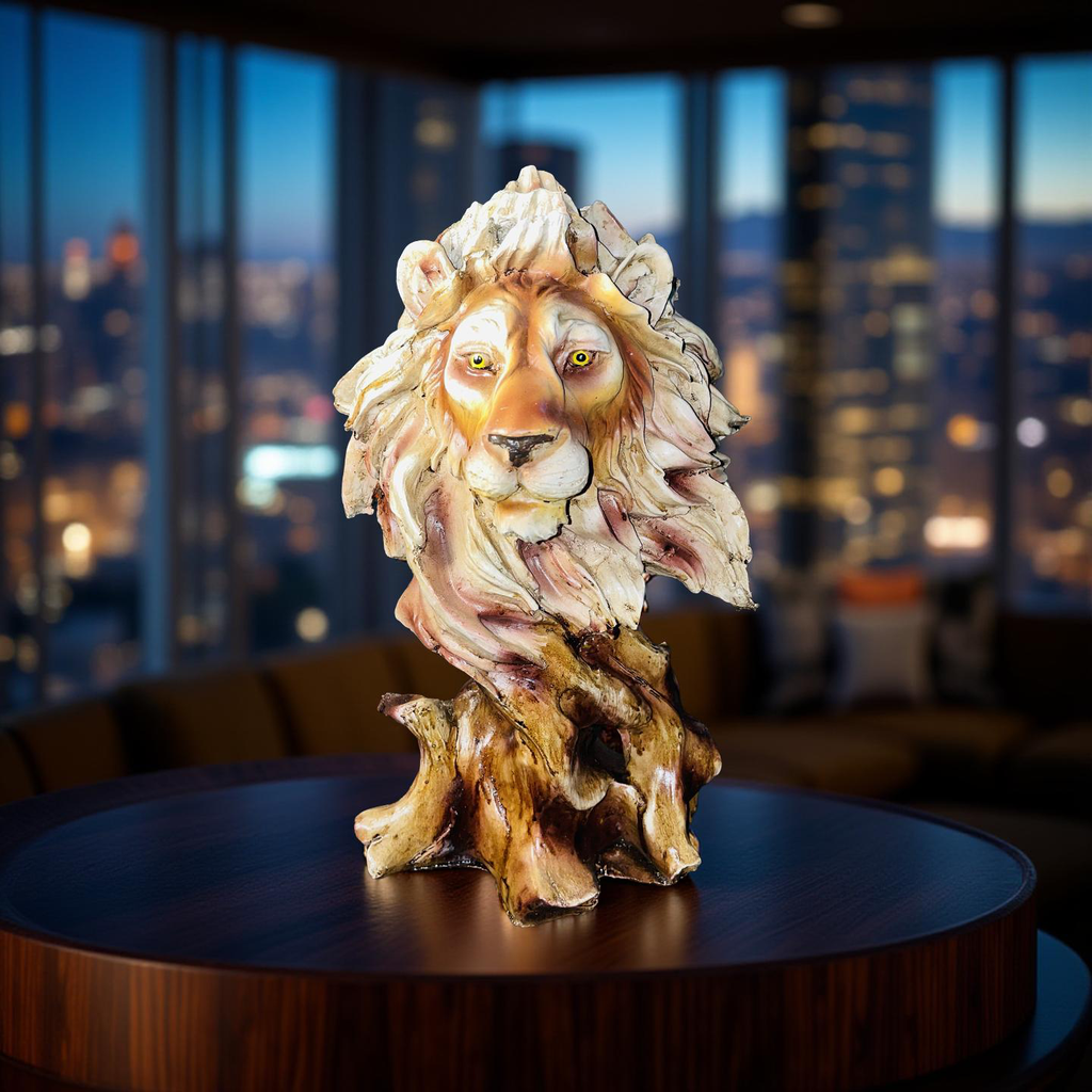 🦁 Regal Lion Head Sculpture